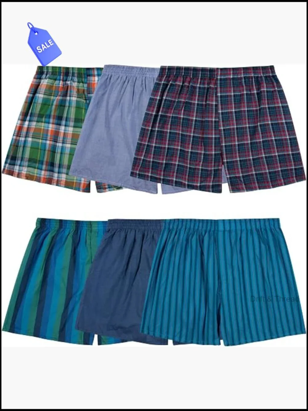 Men's Tag Free Woven Boxer Shorts, Relaxed Fit, Moisture Wicking, 6 Pack